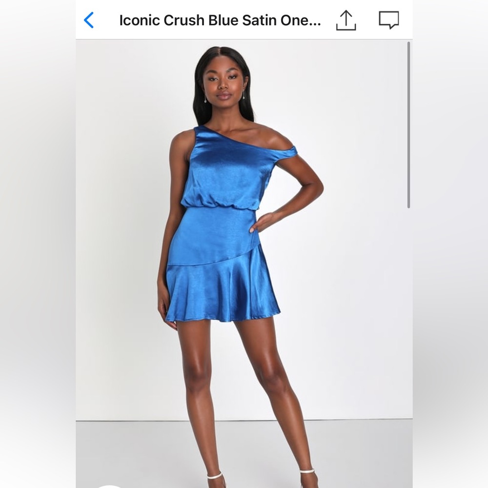 Lulus Blue Satin Mini Dress Size Small